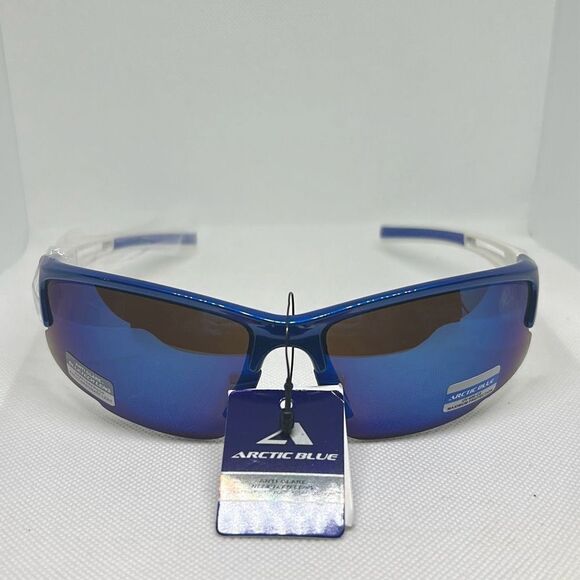 Arctic Blue Mirrored Semi Rimless Sunglasses - Picture 3 of 3
